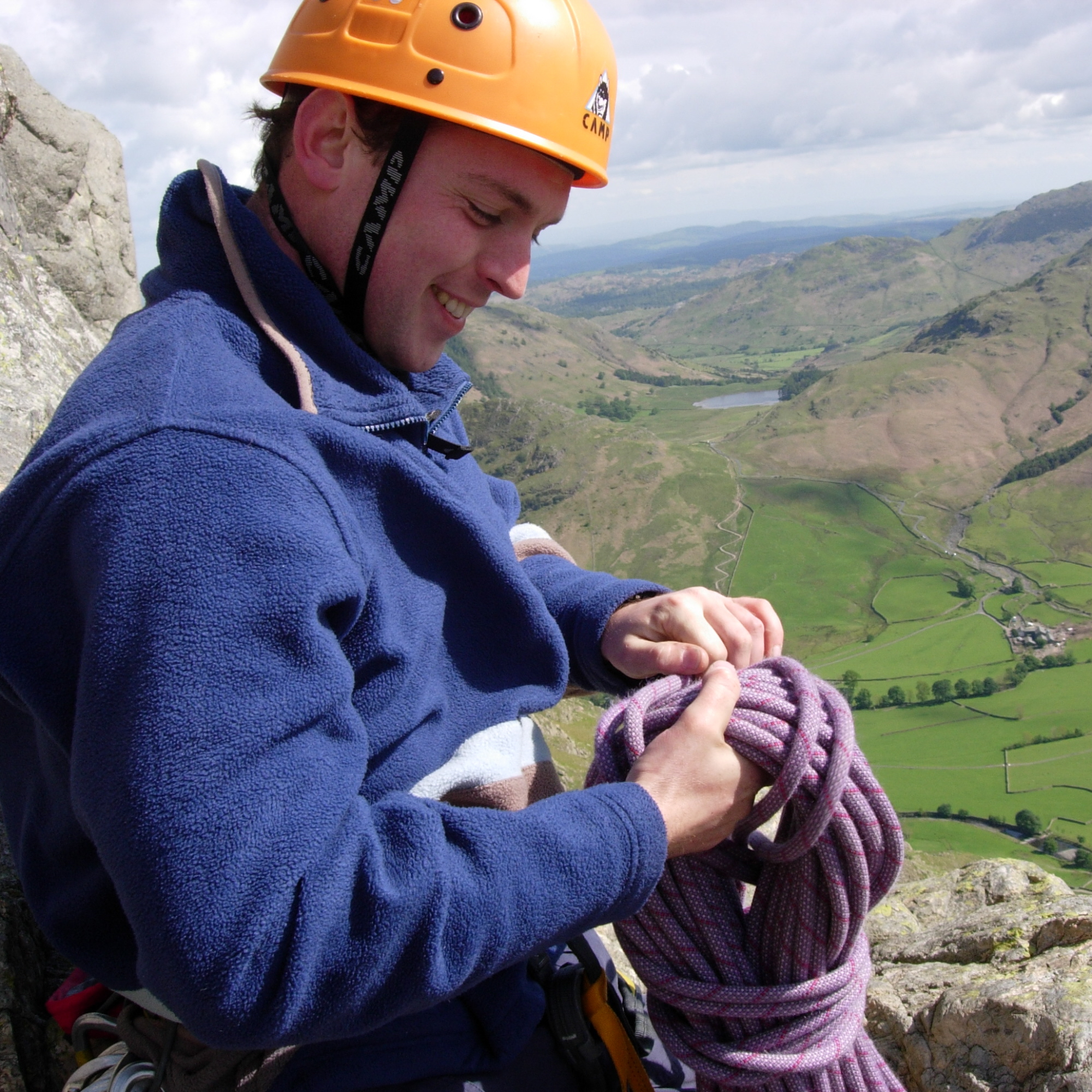 Rope work for scrambling Lake District course. Scrambling rope work