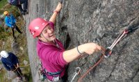 Learning to lead rock climbing course